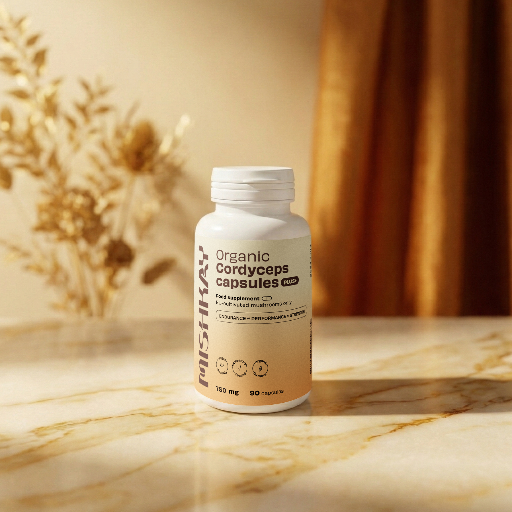 Organic Cordyceps Capsules PLUS+, 750 mg. (90 capsules)