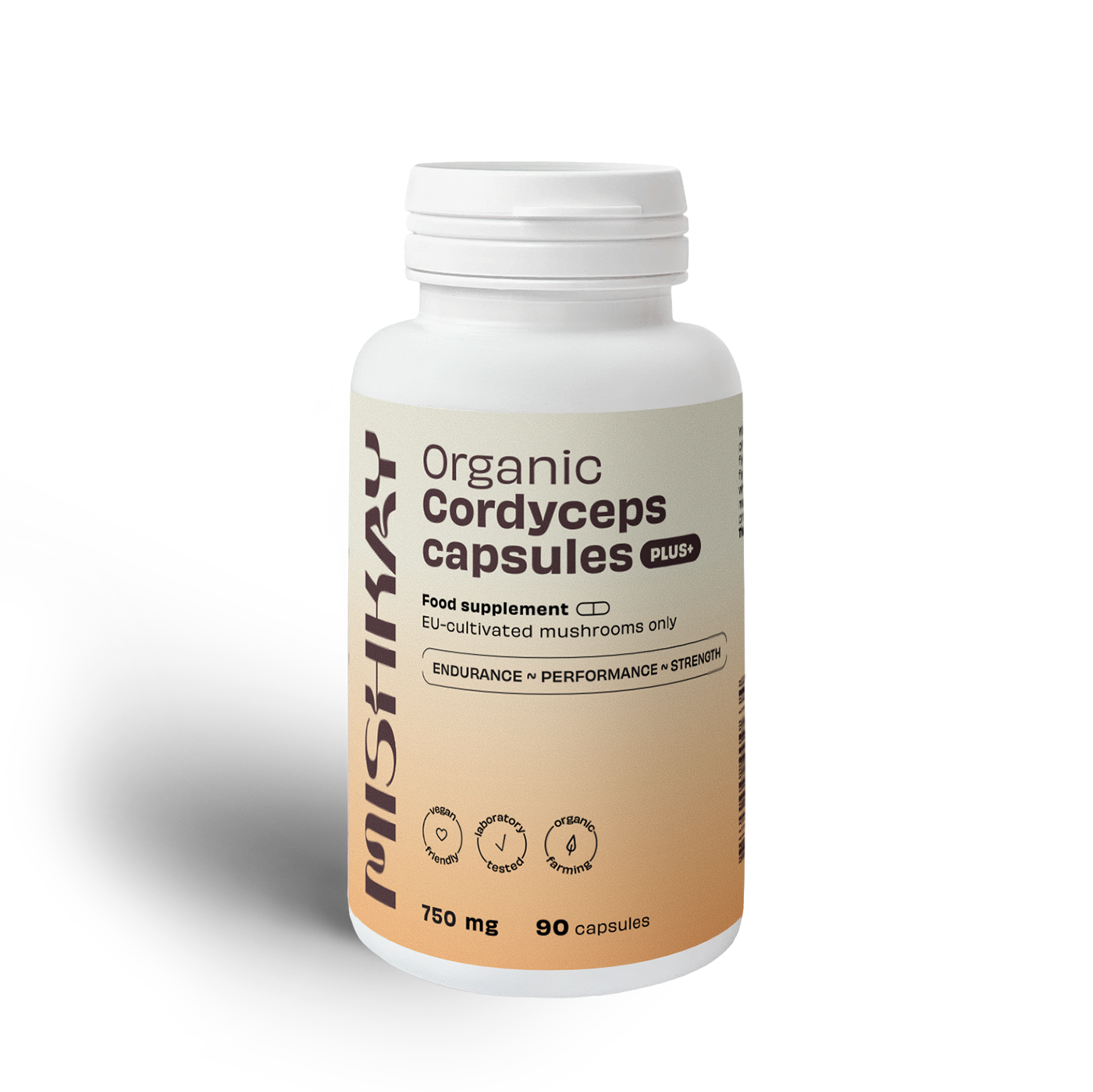 Organic Cordyceps Capsules PLUS+, 750 mg. (90 capsules)