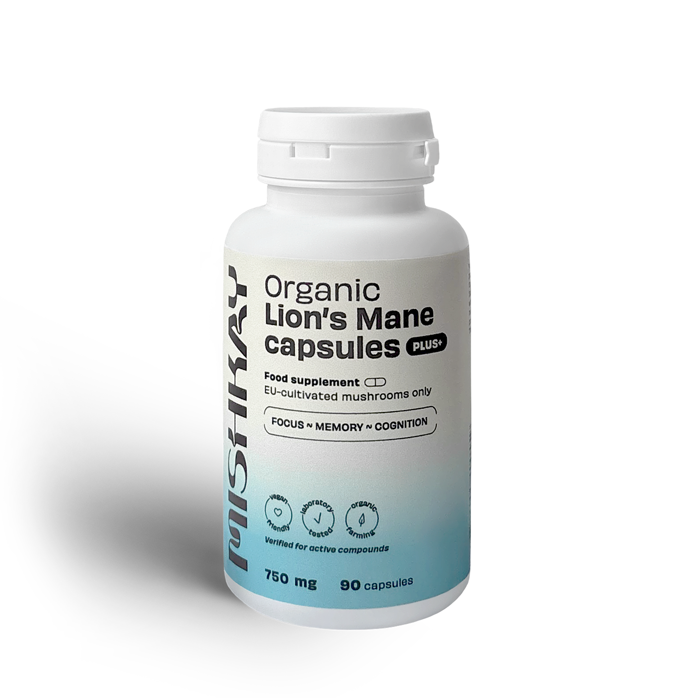 Organic Lion's Mane Capsules PLUS+, 750 mg. (90 capsules)