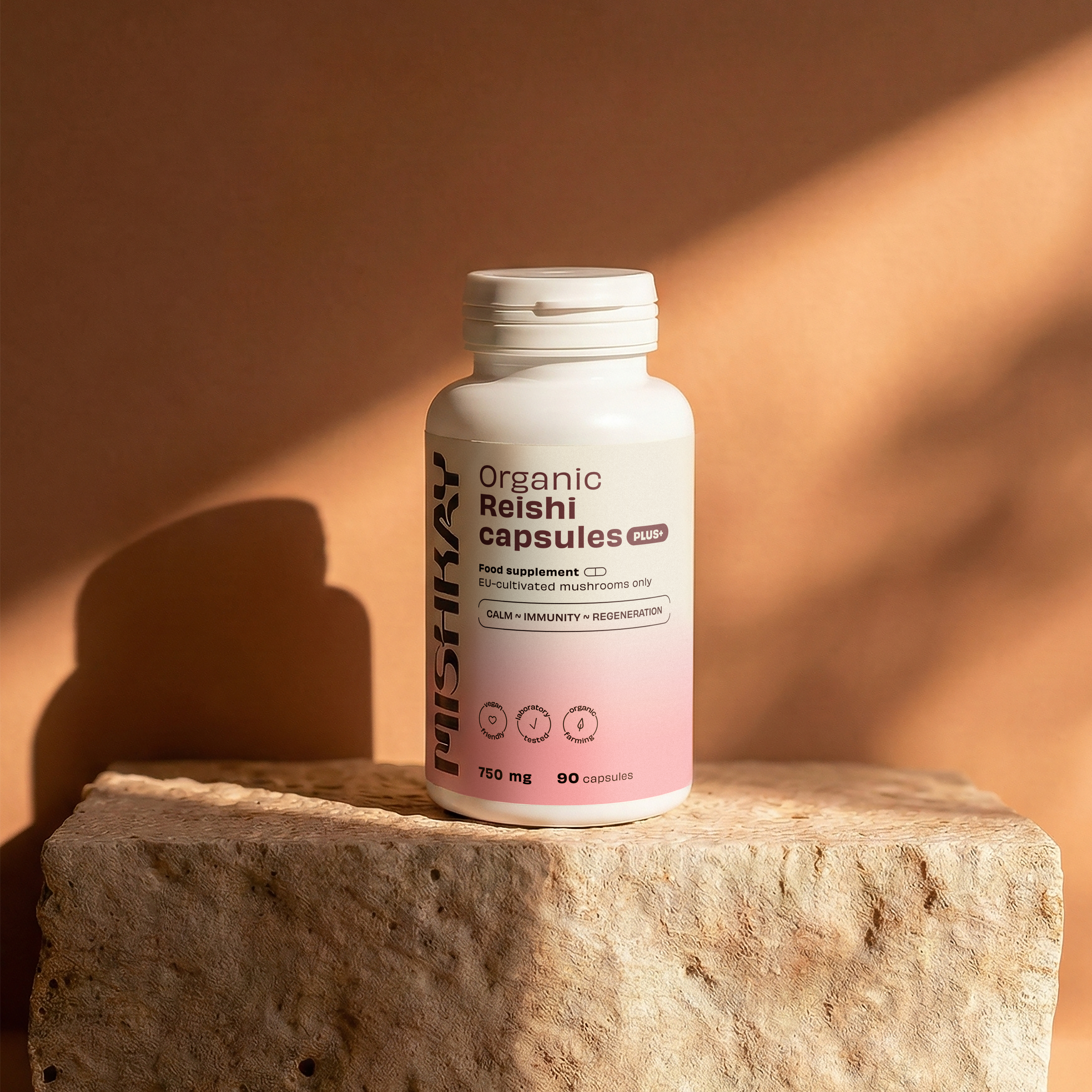 Organic Reishi Capsules PLUS+, 750mg. (90 capsules)