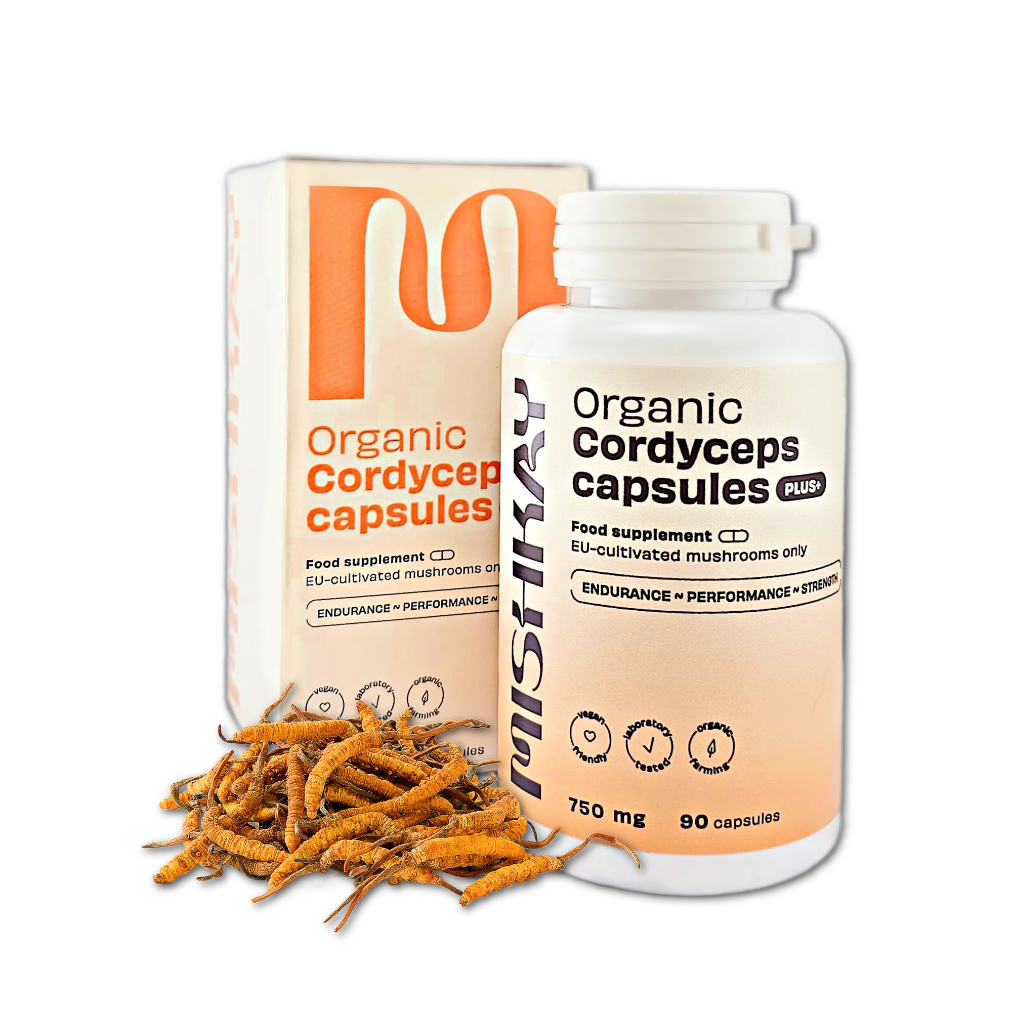Organic Cordyceps Capsules PLUS+, 750mg. (90 capsules)