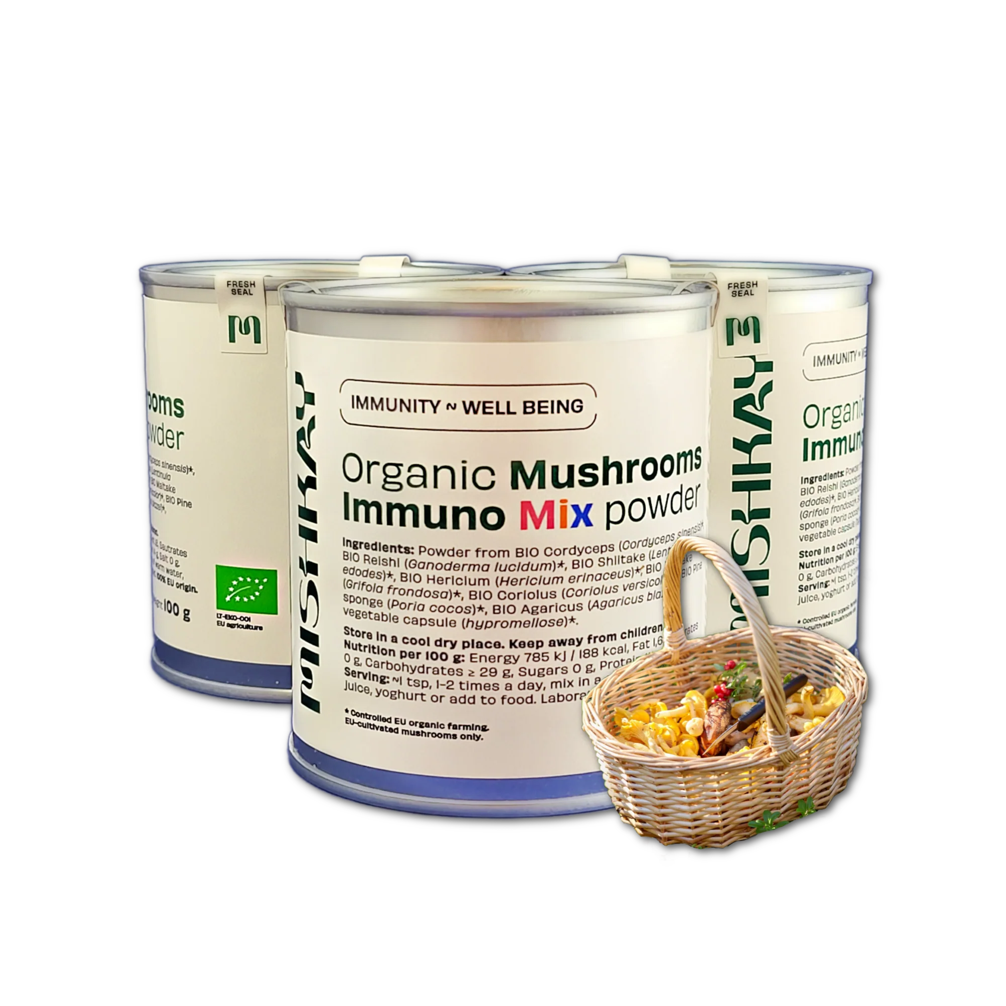 Organic Mushrooms Immuno MIX powder, 100g.